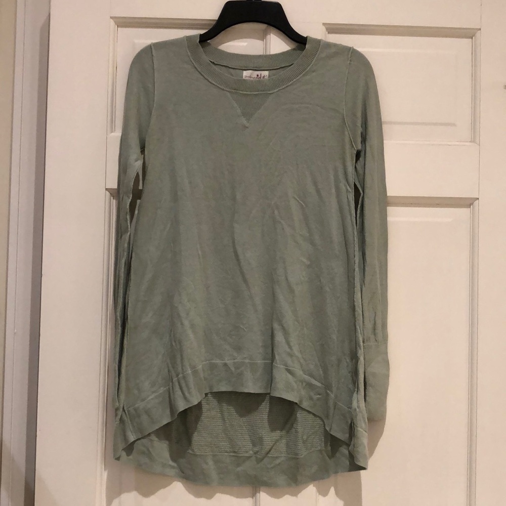Shrinking Violet, Sage Green, Light-weight Hi-Low Sweater
